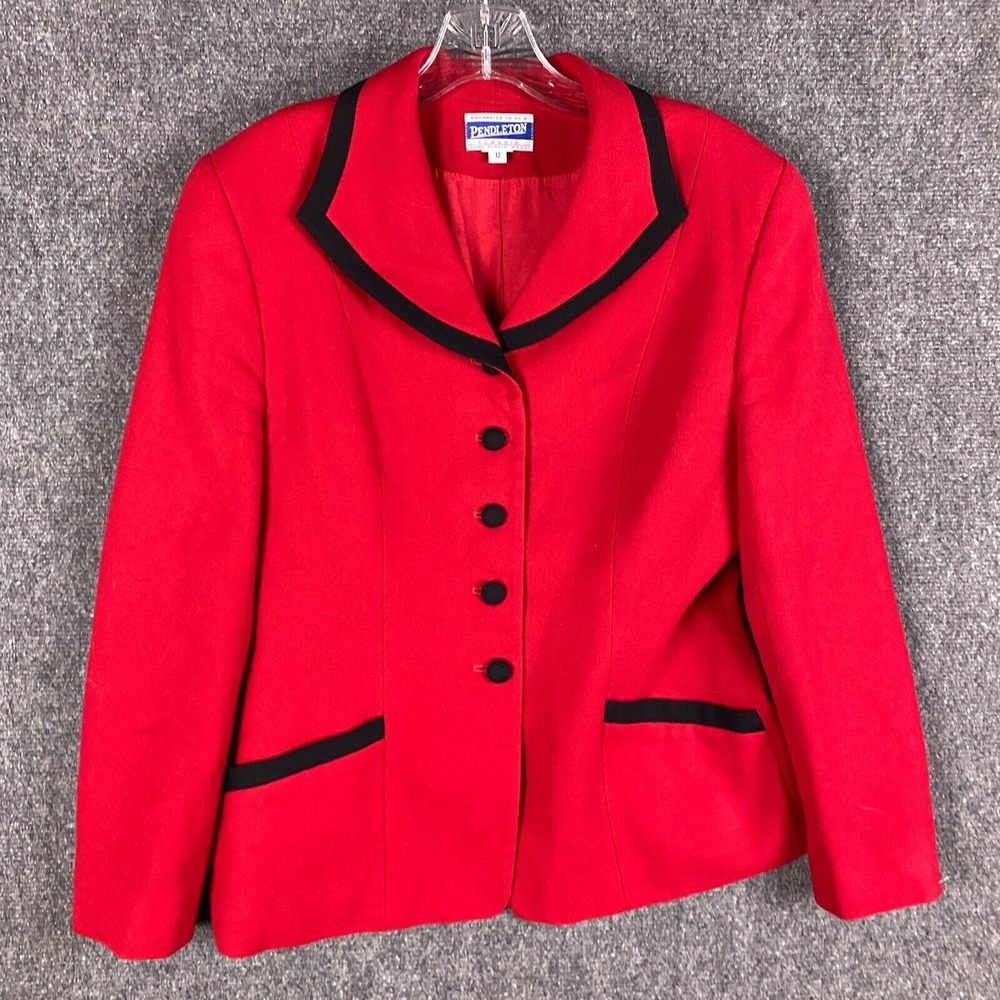 Vintage Pendleton Coat Women's Size 12 100% Wool Red Made In USA Adults